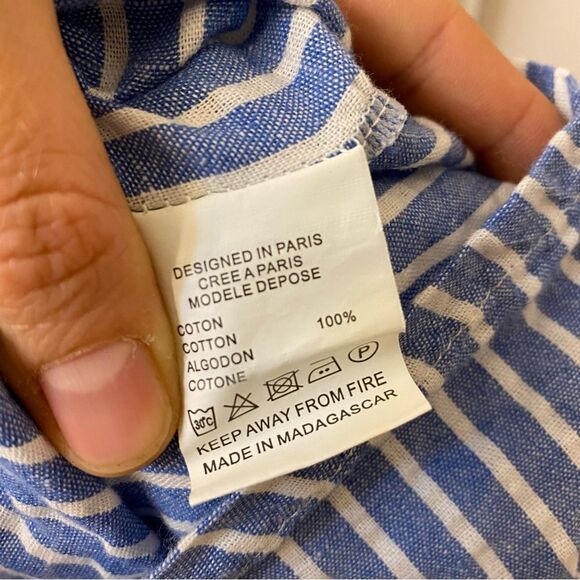 Voro Beve Girls blue striped Cold shoulder tie back 100% cotton blouse -7 - Picture 6 of 8